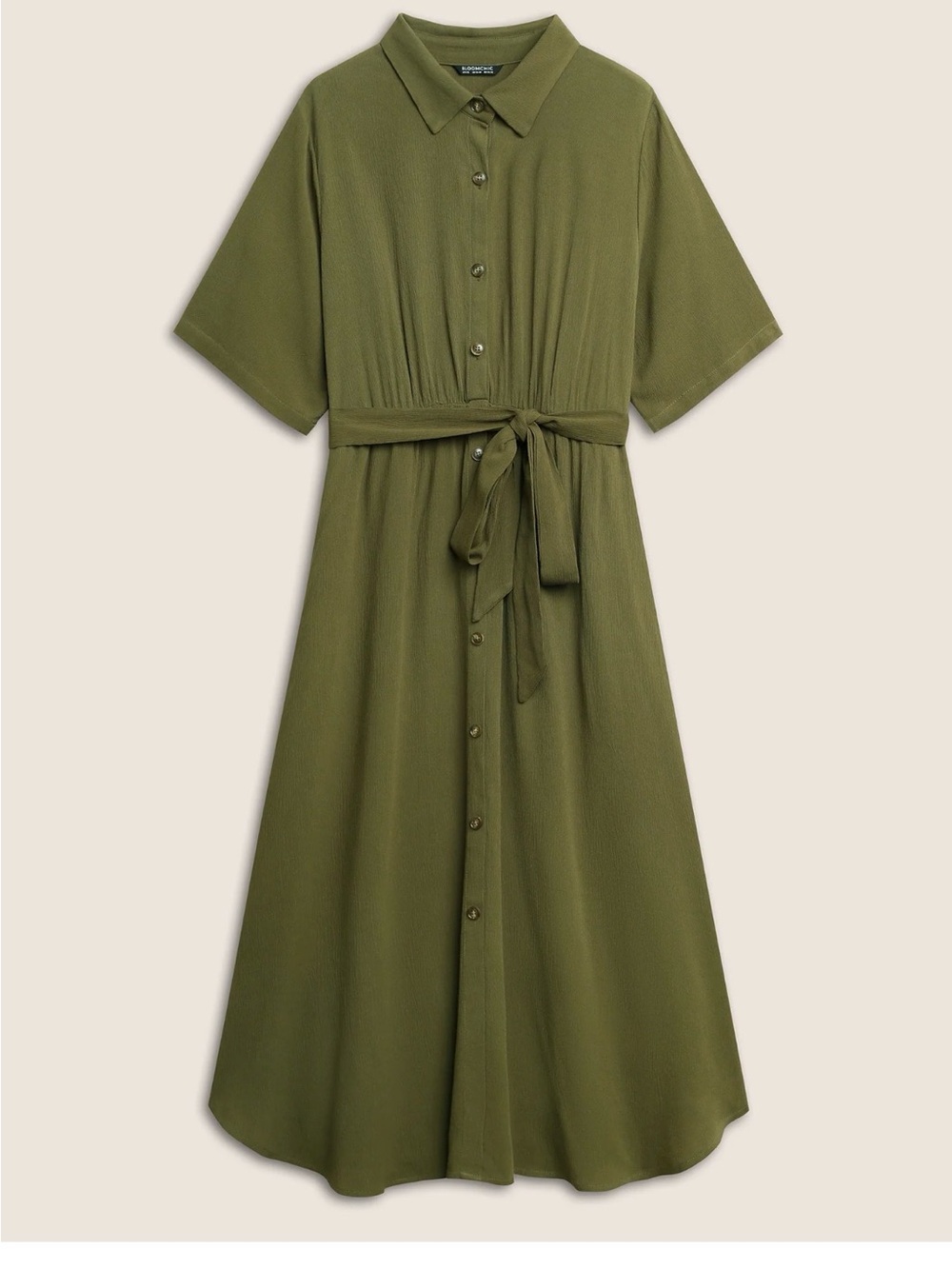 NWT! Army green solid button pocket shirt collar belted maxi dress size 22–24 3X